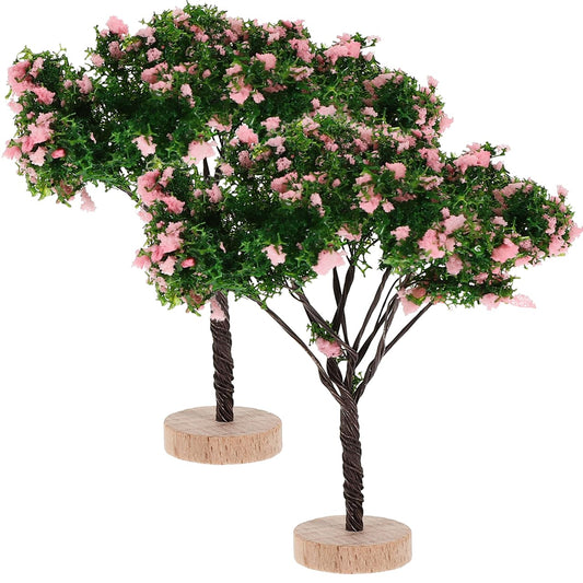 VINTORKY 2 Pack Miniature Landscape Trees Realistic Mini Model Trees Figurines with Base for DIY Crafts Supplies Zen Garden Sand Table