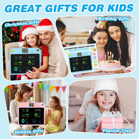 16 Inch LCD Learning Tablet Autism Toys forvalentines Day Gifts Kids 5-7 Dual-Screen Pad with 9 Learning Themes,Rechargeable Erasable Board Extra Stylus Lock Switch for Travel Home School