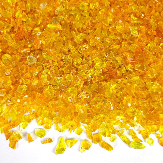 HappyFiller Crushed Glass Sand Broken Pieces 3-8mm Terrarium Mini Stones,Epoxy Resin Art Craft,Plant Topper Dressing,Vase Filler,Candle Holder Decor,Home Accents,1.3LB Bright Orange