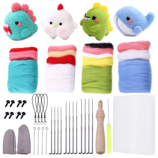 LOKUNN Needle Felting Kit, Felting Kits for Beginners Adult, Complete Wool Roving Kit for Beginners with Felting Needles, Instructions, Foam Mat, Wool Roving for Adults Beginner Supplies DIY Crafts
