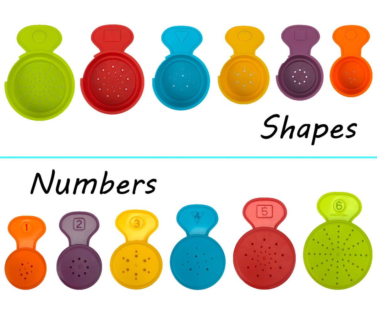 Ella Dream 17 PCs Multicolor Nesting and Stacking Cups Set, Baby Bathtub Toys, Early Learning Educational Toys for Infants, Toddlers, Stacking Cups with The Numbers, Shapes, Fruits, Animals Patten