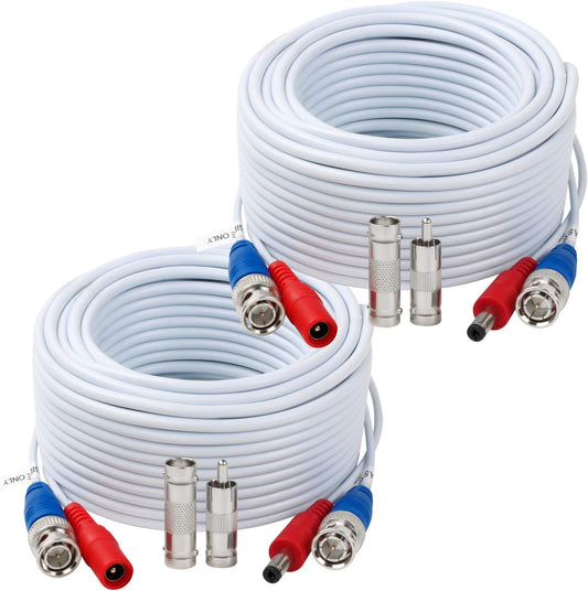 2 Pack 30 Feet BNC Video Power Cable Wire Video Security Camera Wire with Connectors for CCTV Camera DVR Surveillance