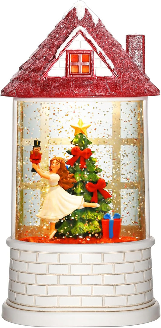 Priddop Nutcracker Snow Globe - Musical Ballerina Christmas Decoration with Glitter | USB/Battery Powered