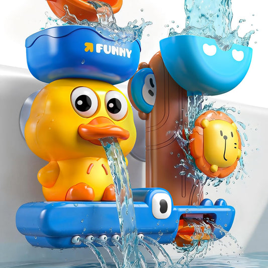 Bath Toys for 1 2 Year Old Boys: Cute & Fun Duck Bathtub Toys Toddlers 2-4 - Suction Bath Toys for Kids Ages 1-3-5 - Birthday Gifts for 1 2 3 Year Old Boy (Blue)