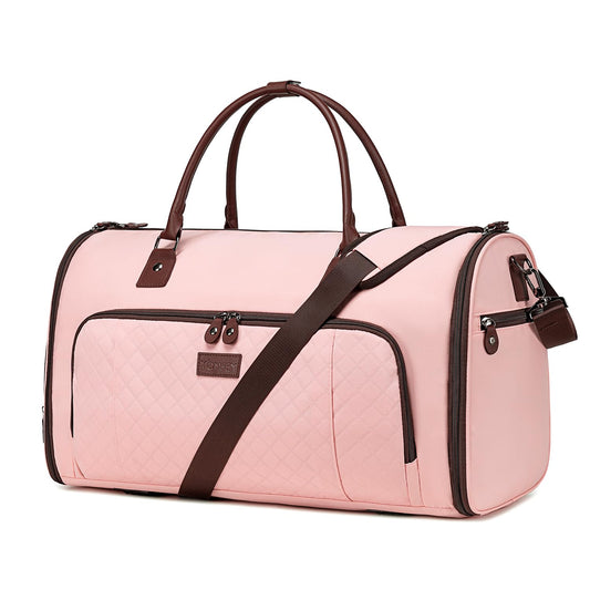 Vessgra Garment Bag for Airplane Travel,Weekender Travel Bag for Women, 2 in 1 Convertable Garment Duffle Bag with Shoes Compartment Carry on Bag Hanging Garment Bag Travel with Shoulder Strap,Pink