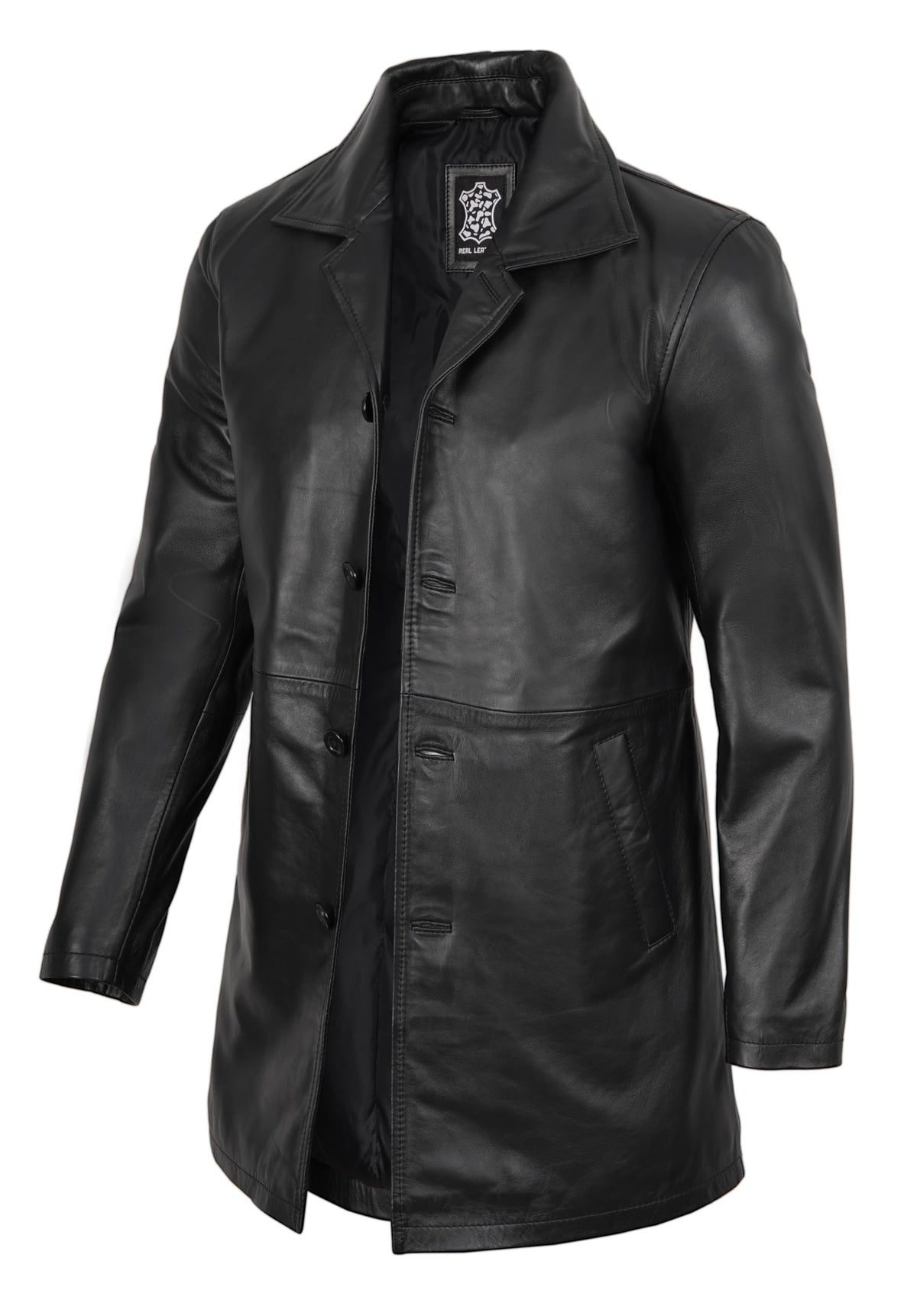 fjackets 3/4 Genuine Leather Jacket Men - black leather jacket for men | [1500042] Suprnatural Black, S