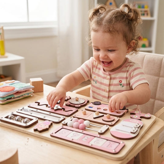 KALOTOYS Large Montessori Busy Board for Baby & Toddlers 1-3 — 17-Inch Wooden Sensory Activity Board — Fine Motor Skills & Early Learning Educational Toy for 1 2 3 Year Old, Travel Friendly & Safe