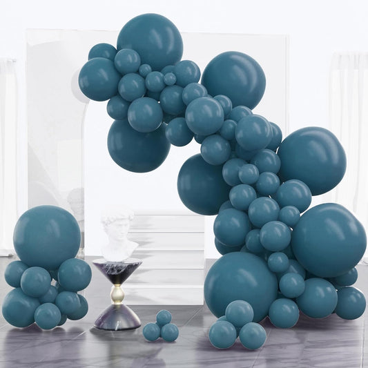 PartyWoo Slate Blue Balloons - 100-Piece Pack in 5, 10, 12 Inch Sizes | Boho Neutral Balloon Arch Kit for Celebrations