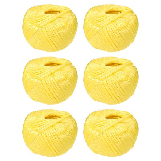 MECCANIXITY 6 Rolls Polyester Nylon Plastic Rope Twine, 80m/262ft Nylon Cord Household Bundled Polypropylene Twine Yarn for Household Gardening Tying Binding Garden Crafts, Yellow