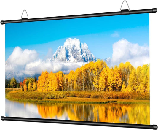XIAOHUI 110 inch 3 4K 16:9 Projector Screen, Portable Movie Projector Screen for Outdoor Indoor with pcs Adhesive Hook