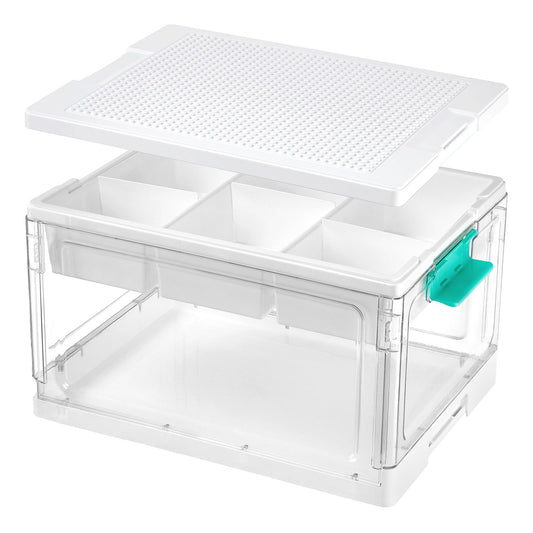 Vtopmart 24 QT Plastic Storage Box with Building Baseplate Lid and Removable Tray,Craft Organizer and Storage for Art Supplies, Beads and Sewing,1 Pack