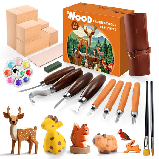 Wood Carving Kit for Beginners - Whittling Kit with Wood Blocks for Kids - Carving Tools for Beginners - Hobbies for Women and Men - Arts and Crafts for Adults - Gift for Girls and Boys