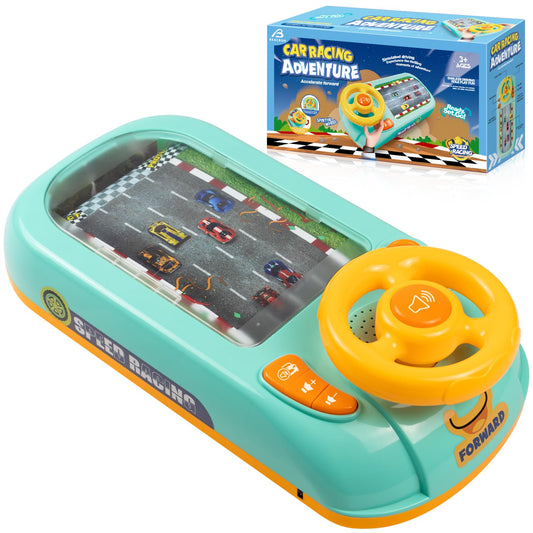 Beacron Musical Steering Wheel Toys for Boys 4-6: Toddler Simulated Driving Racing Car Game with Sound Ages 3+ Year Old, Interactive Educational Learning Race Truck for Kids Girls Birthday Gifts