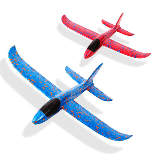 Throwing Foam Airplane Toys 13.5 Inches Flying Glider Inertia Plane Manual Circling Functions Flying Aircraft Fun Outdoor Fun for Kids Children Boys Girls 2pcs