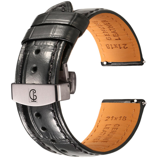 DITOU Watch Straps for Men with Quick Release, Luxury Alligator Grain Embossed Leather Watch bands, Top Grain Genuine Leather Watchband Replacements 19mm, 20mm, 21mm, 22mm