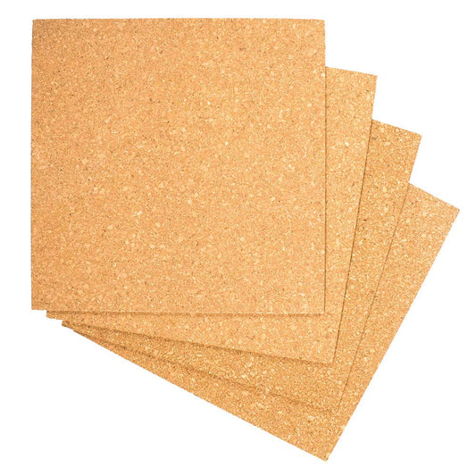Craft County Standard Project Cork – Perfect for DIY Coasters, Bulletin Boards, and Artistic Pieces (4 X Cork Tiles)