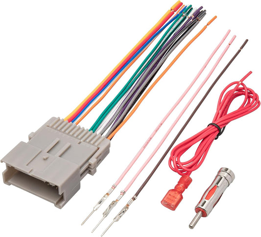 2002-2008 RED WOLF Car Radio Wiring Harness w/Antenna Adapter Compatible with GM Chevy Silverado Impala GMC Sierra