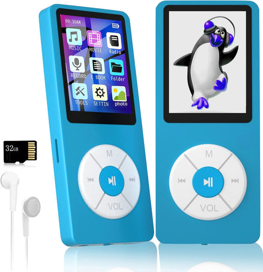Xidehuy MP3 32GB Player with TF Card,Built-in HD Speaker,Portable HiFi Music Player with Video/Voice Recorder/FM