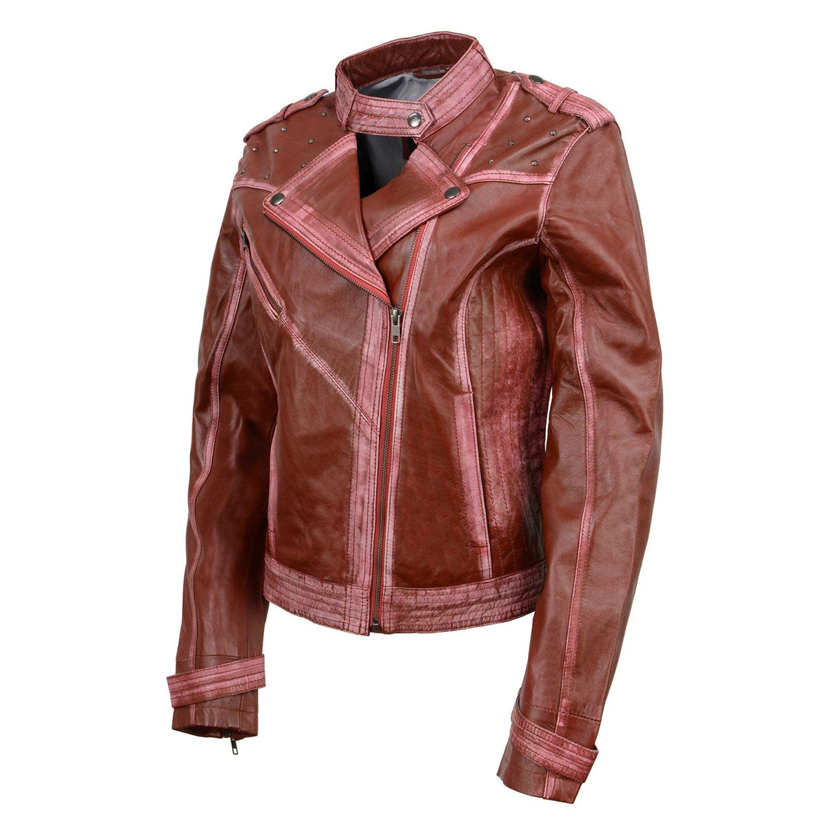 Milwaukee Leather Women's Premium Leather Biker Style Casual Fashion Coats-Jackets SFL - Large