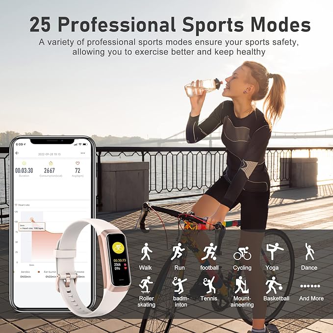 Fitness Tracker with Step Counter/Calories/Stopwatch, Activity Tracker, Health Tracker with Heart Rate Monitor, Sleep Tracker,1.10''AMOLED Touch Color Screen, Pedometer Watch for Women Men