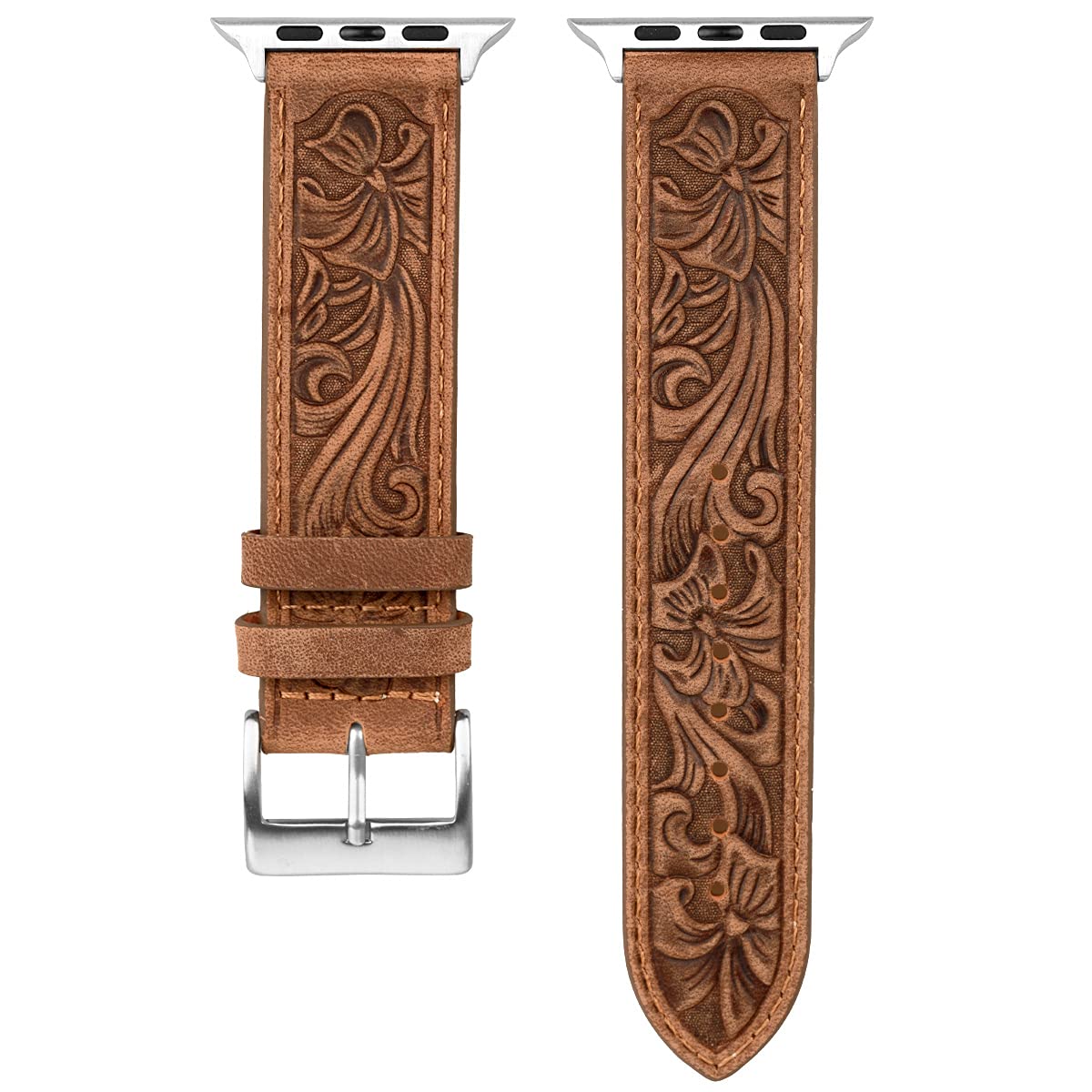 Falandi for Apple Watch Band Leather 42mm 41mm 40mm, Western Retro Leather Classical Replacement Smart Watch Band for iWatch Men Women Series 10 9 8 7 SE 6 5 (Retro Brown, 42/41/40mm)