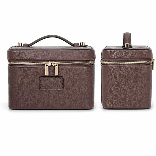 Cozomga Makeup Bag Vanity Case for Women Leather Cosmetic Bag Travel Toiletry Bags Portable Makeup Organizer Case