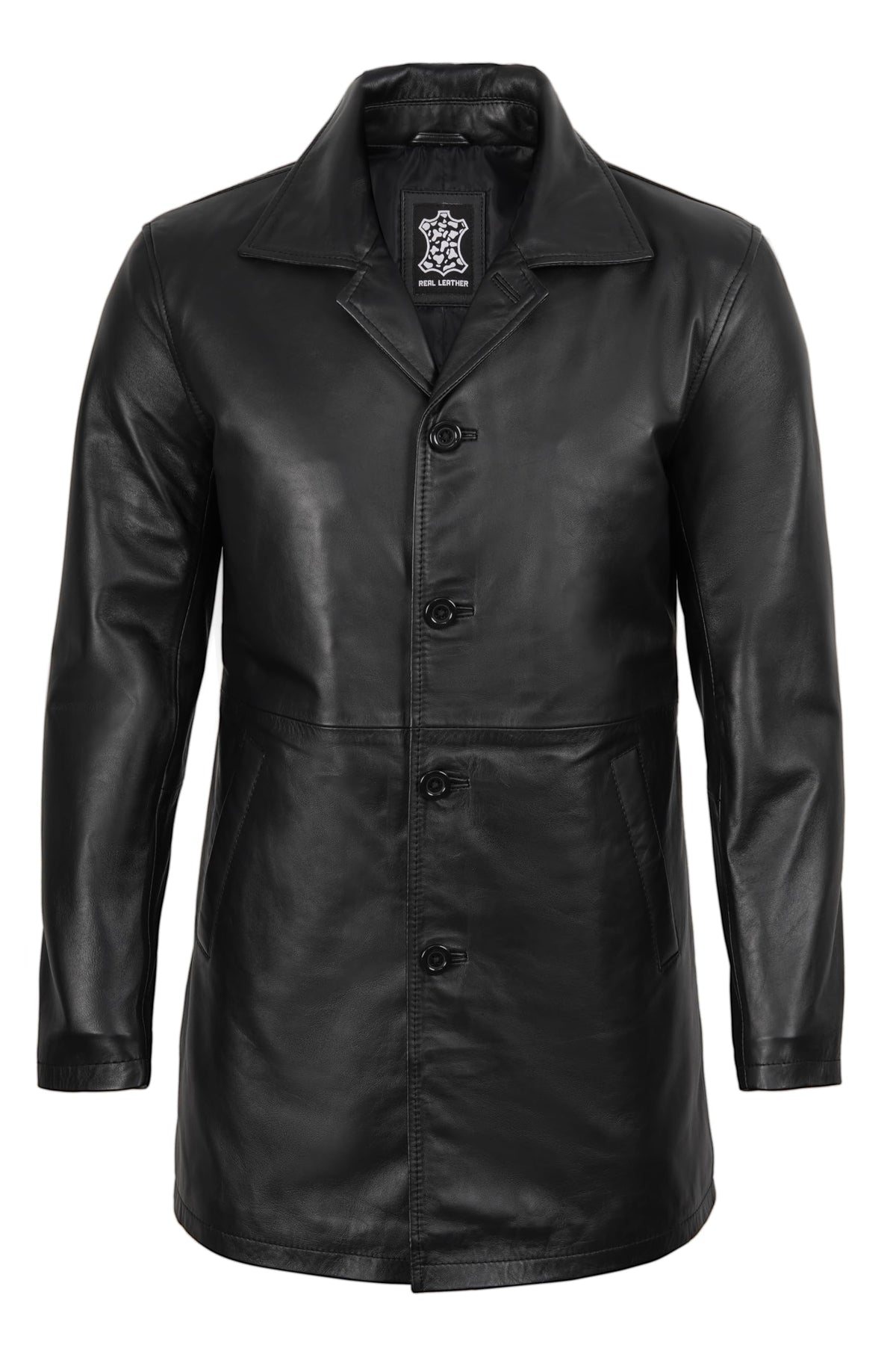 fjackets 3/4 Genuine Leather Jacket Men - black leather jacket for men | [1500042] Suprnatural Black, S