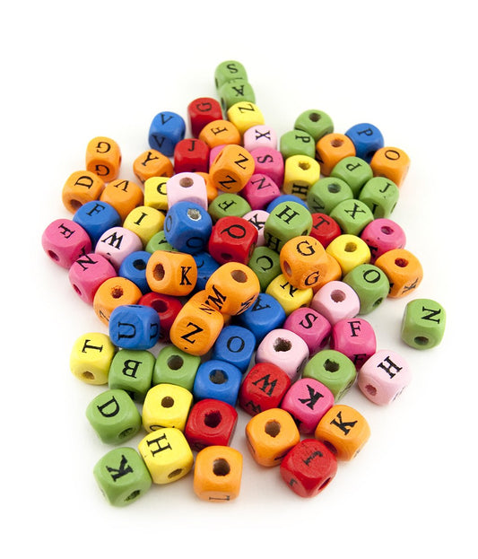 Hygloss Products ABC Wood Beads - Bright Colored Wooden Alphabet Craft Letter Beads - 10mm, 225 Pack (8906)