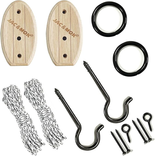 Hook and Ring Toss Game Swing Game DIY Kit -Stainless Steel Ring, Polyester Rope and Hardware
