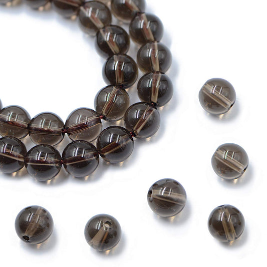 AD Beads Natural Gemstone Round Loose Beads 15" for Bracelet Necklace Earrings Jwelery Making Crafts DIY (10mm, Smoky Quartz)