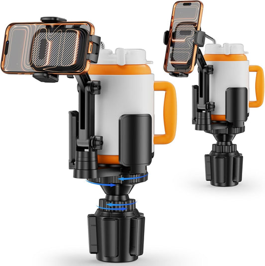 bokilino 2 1 360Rotation 4-7 5.31'' Phone Holders for Your Car, in Cup Holder Phone Mount with Expander, Secure Hold