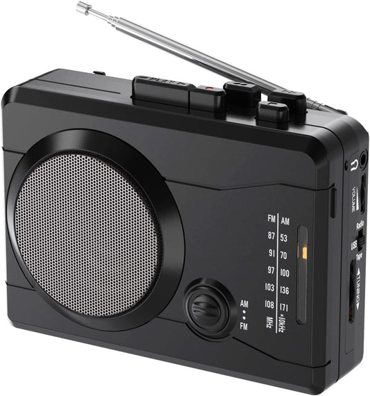 Cassette Cassette MP3 Portable Player & Recorder, Tape to Digital Converter, AM/FM Radio Station, Reverse Recording