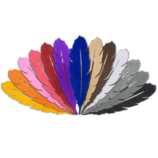 Summer-Ray 26pcs Felt Diecut Feathers – 13 Vibrant Colors, 2mm Thick Craft Felt, 6" Decorative Feather Shapes for DIY Crafts, Scrapbooking, Party Decor, Sewing & Creative Projects