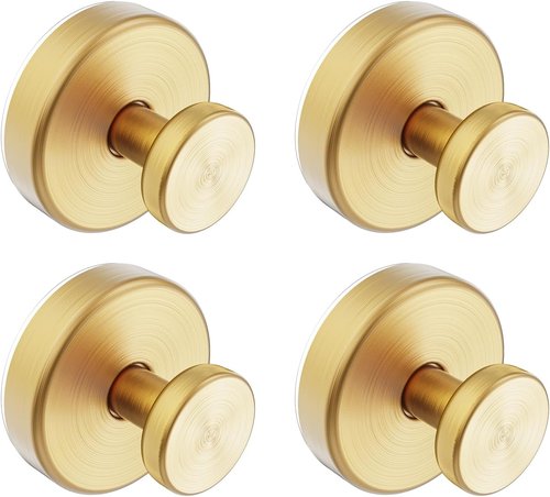 Bntuk Suction Cup Hooks - Removable Towel Hooks for Shower & Bathroom | 4 Pack, Gold Finish