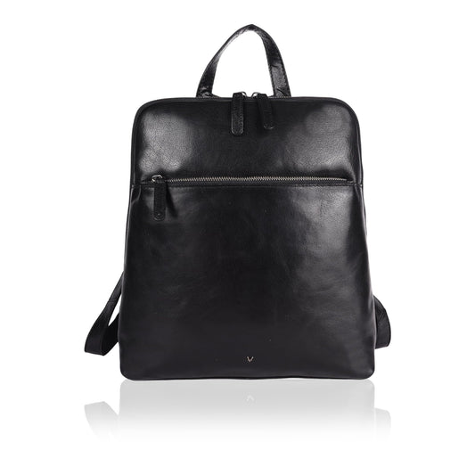 VILENCA HOLLAND Genuine Leather Backpack for Women - 12.5 Inch with Adjustable Shoulder Strap - Stylish and Durable (Black)