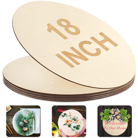 Round Wood Circles for Crafts 18 Inch,Ylibtool 5 Pack Unfinished Rounds Wood Discss Sign Blank for Crafts, Door Hanger, Door Design,Burning,DIY Projects