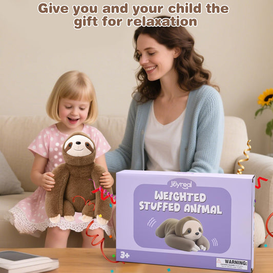 Joyreal Sloth Sensory Weighted Vibrating Pillow, Pressure Activated for Kids Adults, Plush Minky Soft Size: 11 by 21 inches Pillow Animal for Gift Birthday