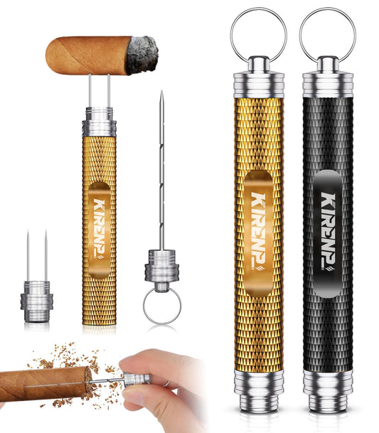 2-Pack Cigar Draw Enhancer Tool, Cigar Poker & Cigar Nubber 2-in-1, Practical Cigar Accessories with Key Ring for All Cigars