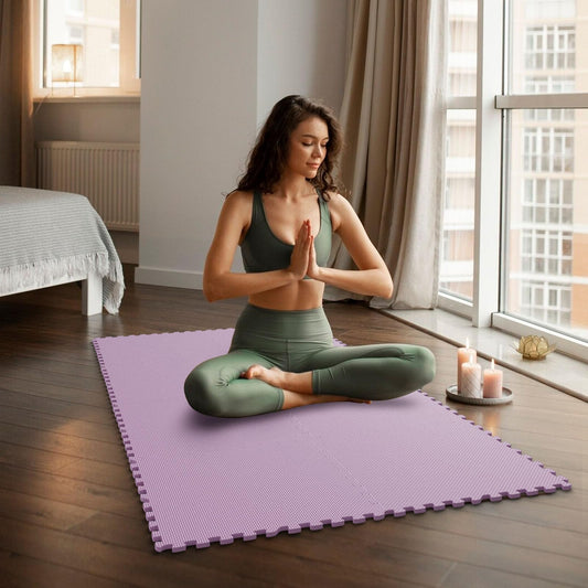 Home Gym Mat, Puzzle Exercise Mat, EVA Interlocking Foam Floor Tiles for Home Workout Equipment and Kids' Play Areas - Blue, 24 in x 24 in x ½ in - (Pink, 16 Pack(64 SQ FT))