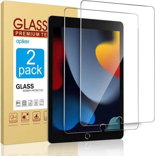 2 Pack 9th 8th 7th 10.2 Inch, 9 8 7 (2021/2020/2019), apiker Screen Protector for iPad Generation Tempered Glass Film