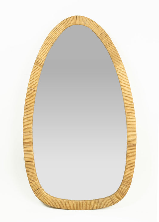 BOMINGHOME Rattan Boho Mirror for Decor, 31.5" x 18" Handmade Wall Mirror that is Farmhouse and Boho Wall Decor Style, Ideal for Hanging in the Bedroom, Living Room, Entryway, Nursery