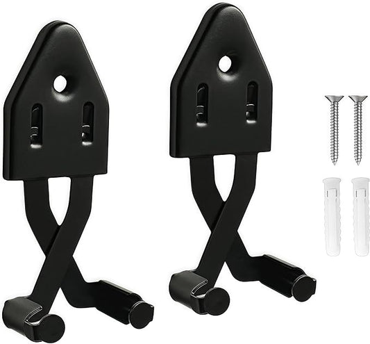 Metal Vertical Sword Wall Mount Sword Hanger Adjustable Multifunctional Mount for Medieval Sword Dagger Axe Blade Cosplay Sword Display (Black 2pcs)