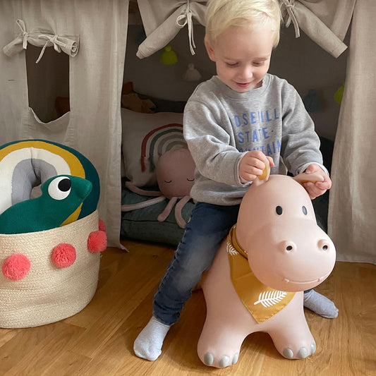 Kindsgut Bouncy Animal Hopper – Inflatable Bouncing Ride-On Toy for Kids & Toddlers Age 2+, Designed in Germany, Indoor & Outdoor, Hippo