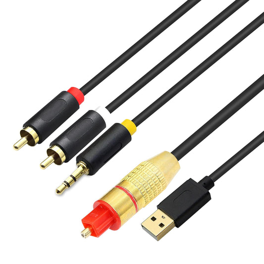 3.5mm 2 PS4, GINTOOYUN USB Fiber Optic Digital Analog Audio Cable, AUX SPDIF Digital Fiber Optic to + RCA Jack