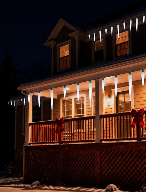 Hobbynors Classic Christmas Icicle Lights Outdoor - 10.5FT 10 Bulb String Lights with Cool White Glow, UL Listed Waterproof Xmas Lights for Eaves, Fence, Porch & Holiday Tree Decoration