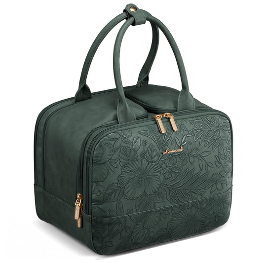 LOVEVOOK Travel Toiletry Bag for women, Leather Large Wide-open Makeup Bag, Waterproof Cosmetic Bag Organizer for Shower, Traveling, Toiletries, Bathroom