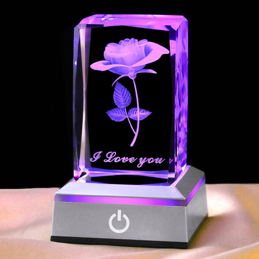 hochance 3D Rose Crystal Nightlight,Perfect Mothers Day Gifts for Wife Her Mom from Daughter Husband Son，Mother's Day Ideas Unique Anniversary Birthday Decolamp Presents