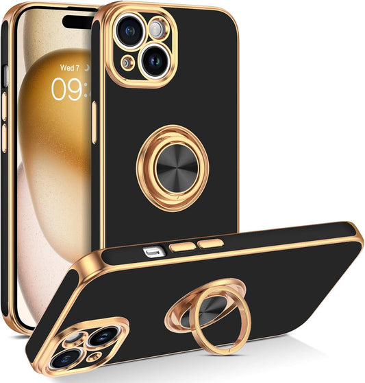 BENTOBEN 15 15, 360 Compatible with iPhone Case, Phone Case iPhone Slim Fit Ring Holder Shockproof Kickstand Magnetic
