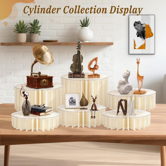 Youjoitim 6Pcs Buffet Risers, Food Risers for Table, Foldable Cake Display Stands, Tall Cardboard Cupcakes Stand for Show Catering Desserts Jewelry Wedding Birthday Party Decoration (White)
