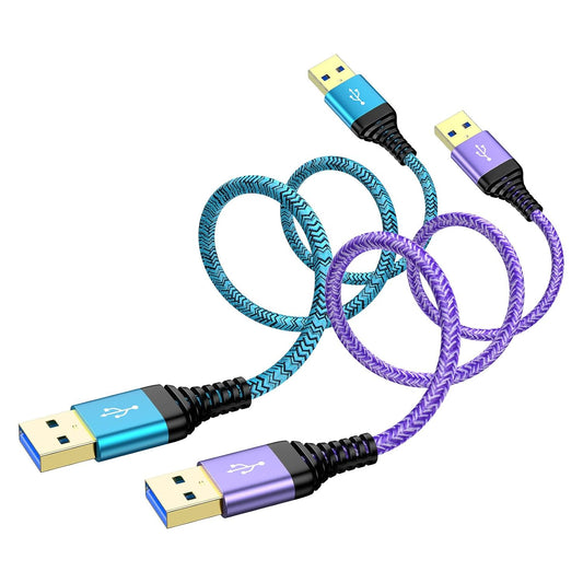 3FT,2 Pack USB3.0 USB to USB Cable Double End USBA to USBA Cord Male to Male A to A Cable Type A Data Transfer Cord